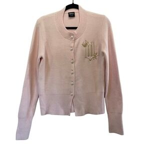 Wicked Glinda - Light Pink Embroidered Button-Front Cardigan